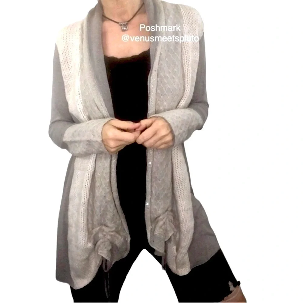 Venus Cottagecore Crochet Cardigan Sz S alpaca trim knit Romantic Boho Casual - Picture 4 of 12